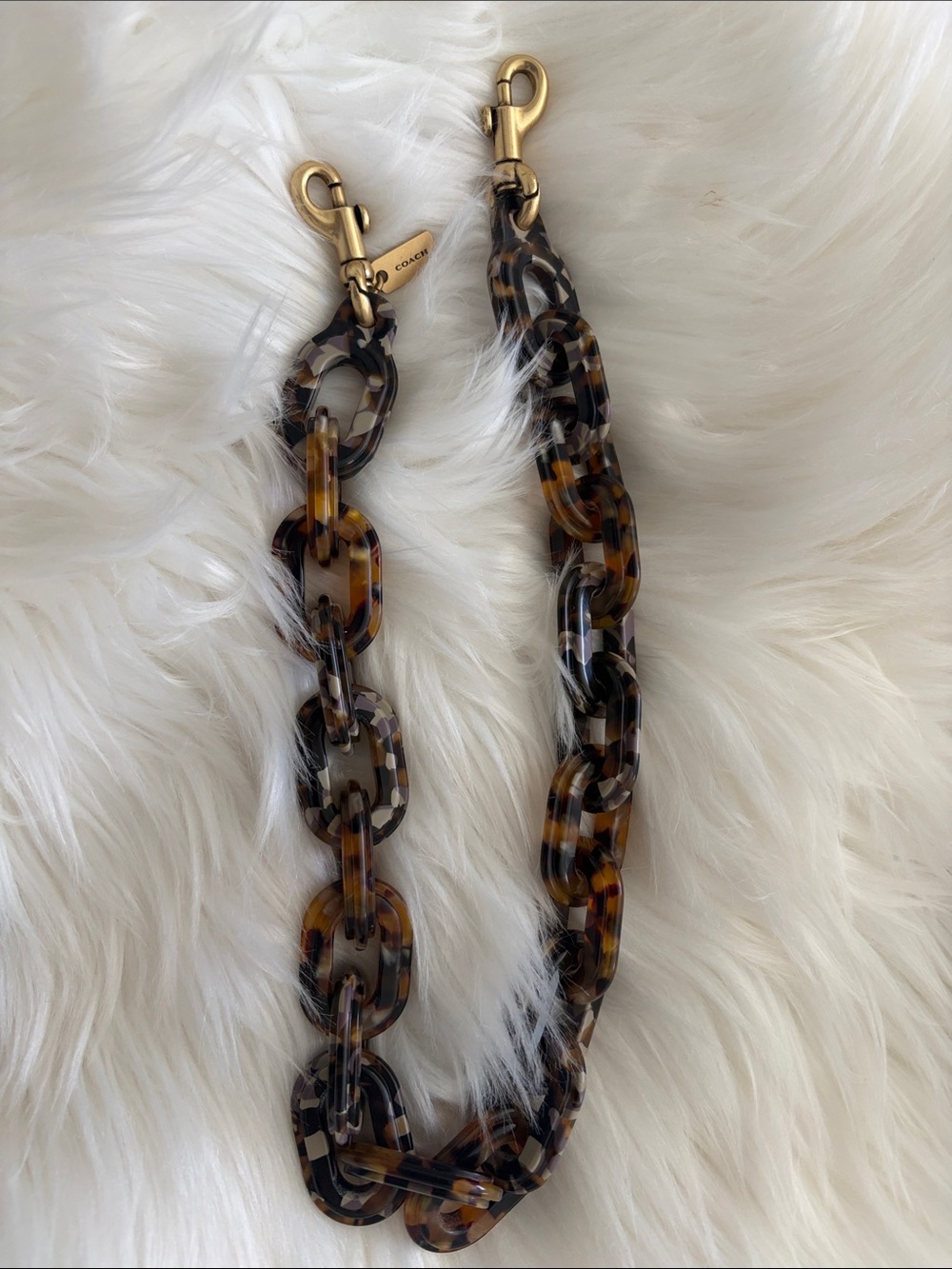 Coach Tortoiseshell resin chain strap with Gold Hardware